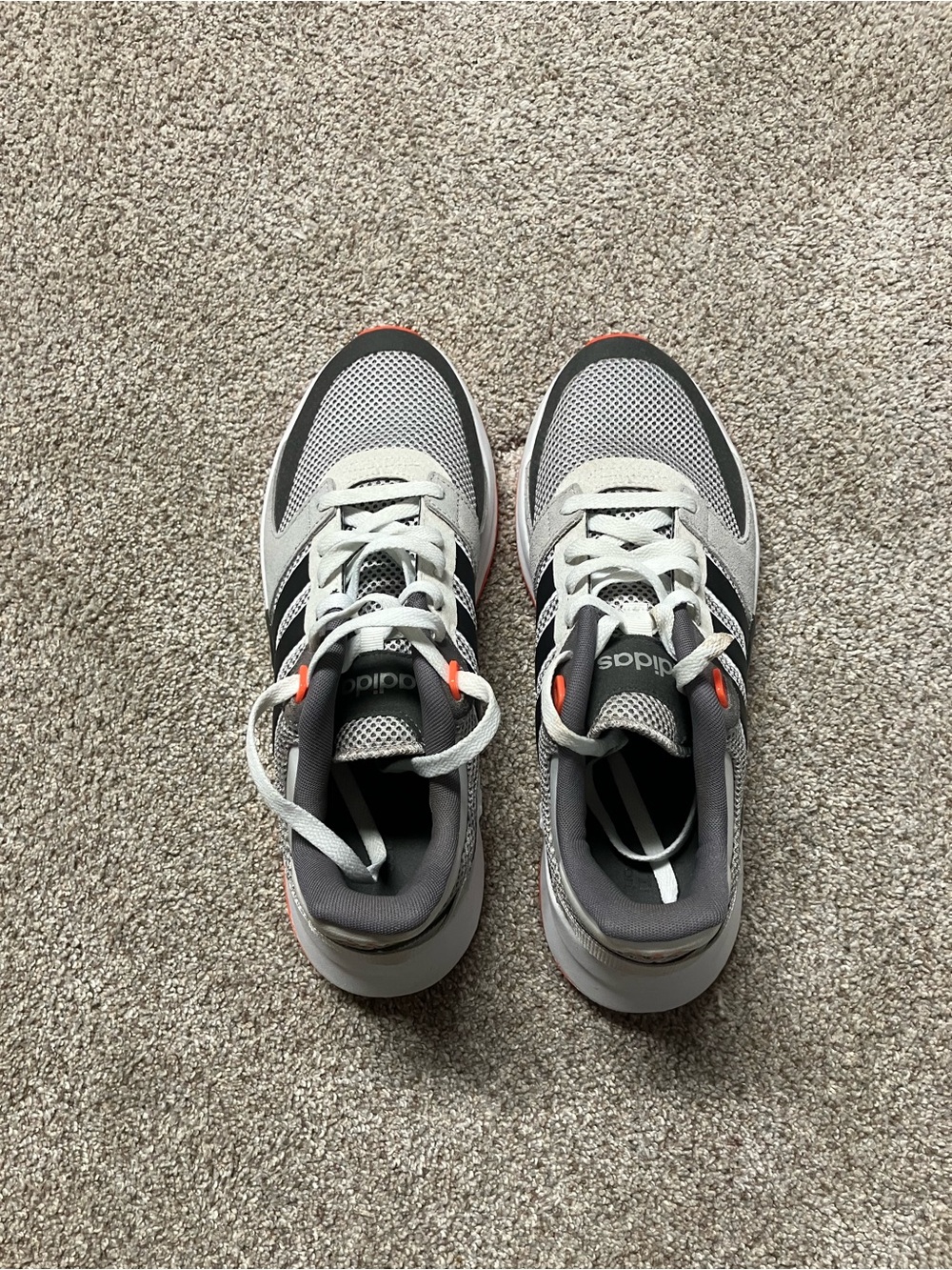 Adidas Men's Grey and Black Sneakers with Orange Accents - Picture 4 of 7